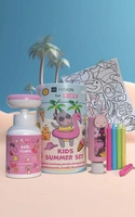 HISKIN Kids Summer Set zestaw do kąpieli + kolorowaanki z kredkami Różowy