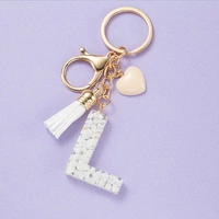 ECARLA brelok do kluczy LITERKA L biała z serca BRL329L