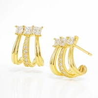 ECARLA kolczyki ze stali szlachetnej platerowanej złotem CYRKONIE KST3516