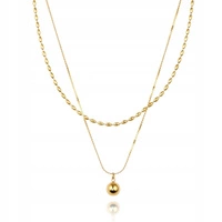 ECARLA naszyjnik podwójny ze stali szlachetnej pozłacanej KULKA NST2160