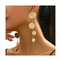 ECARLA kolczyki wiszące, złote kółka, blaszki, sztyft 15cm K1713