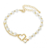 ECARLA bransoletka na rękę ze stali chirurgicznej pozłacanej PEREŁKI SERCA BST1531