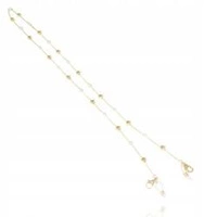ECARLA łańcuszek do okularów cienki złoty gwiazdki perły 72cm LDK09 