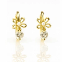 ECARLA kolczyki ze stali szlachetnej platerowanej złotem KWIAT CYRKONIA KST3519