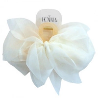 ECARLA klamra do włosów kokarda tiulowa Biała SP303B 