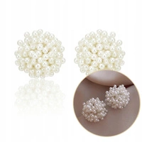 ECARLA kolczyki okrągłe, koraliki białe, perełki K1714