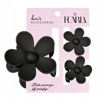ECARLA zestaw spinek-klamer do włosów Kwiat XL +2 mini Czarny SP436