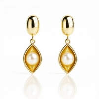ECARLA kolczyki ze stali szlachetnej platerowanej złotem wiszące PERŁA KST3521