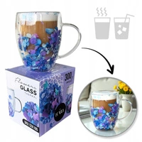 ECARLA szklanka termiczna z podwójnym dnem z hortensją w środku 300ml SZK195