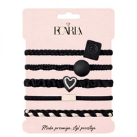 ECARLA zestaw gumek do włosów 5szt czarne SMILE SERCE GUM185CZ