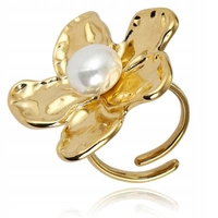 ECARLA pierścionek ze stali chirurgicznej platerowanej złotem regulowany PST936