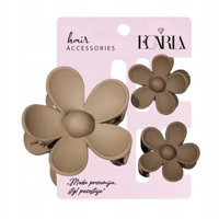 ECARLA zestaw spinek-klamer do włosów Kwiat XL +2 mini Beż SP435