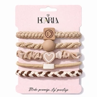 ECARLA zestaw gumek-frotek do włosów 5szt beżowe SMILE SERCE GUM192