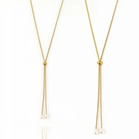 ECARLA naszyjnik ze stali szlachetnej pozłacanej, regulowany PERŁY NST2209