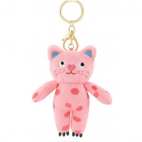 ECARLA brelok do kluczy KOT pluszowy Kotek Różowy w ciapki BRL396R