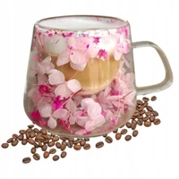 ECARLA szklanka termiczna z podwójnym dnem z hortensją w środku SZK190