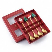 ECARLA zestaw łyżeczek ze świątecznymi figurkami 4szt w pudełku Złote LYZ3