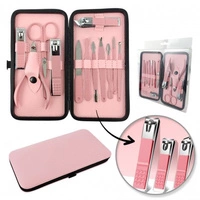 ECARLA zestaw akcesoriów do manicure w etui 12szt Różowy AK20