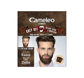 DELIA Cameleo Men Grey Off farba do włosów, wąsów i brody w saszetce 4,0 Medium Brown 2x15ml