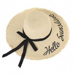 ECARLA kapelusz damski plażowy letni słomkowy Hello Sunshine CZ47 