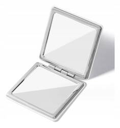 ECARLA lusterko kosmetyczne otwierane metalowe kwadratowe Białe L12