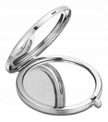ECARLA lusterko kosmetyczne otwierane metalowe okrągłe Białe L11