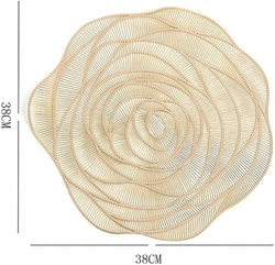 ECARLA podkładka na stół złota ażurowa okrągła Róża MP20 
