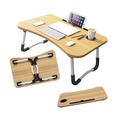 ECARLA składany stolik pod laptop, książkę bez szufladki Brązowy STL01WZ1
