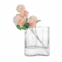 ECARLA wazon na kwiaty ryflowany, grube szkło 19,5x18,5x11,5cm WAZ02 