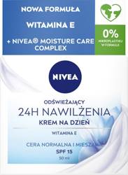 NIVEA 24H Nawilżenia odświeżający krem dzień cera normalna i mieszana 50ml