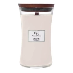 WOODWICK PlusWick duża świeca w słoiku White Teak 609,5g