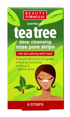 BEAUTY FORMULAS Tea Tree paski na nos głęboko oczyszczające 6szt