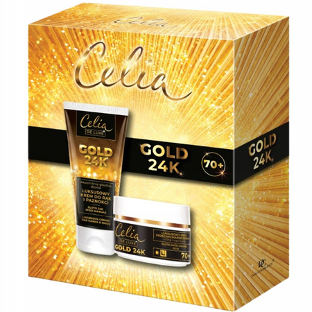 CELIA De Luxe Gold Gold 24k zestaw kosmetyków 70+ (krem 50ml + krem do rąk 80ml) 