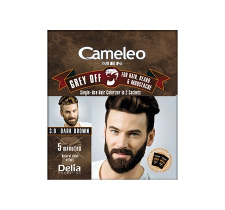 DELIA Cameleo Men Grey Off farba do włosów, wąsów i brody w saszetce 3,0 Dark Brown 2x15ml