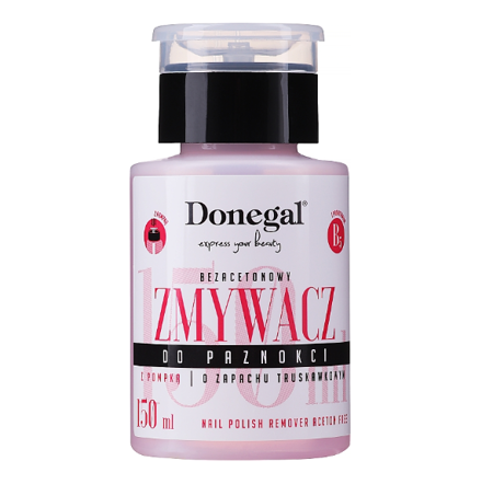 DONEGAL Zmywacz do paznokci bezacetonowy z dozownikiem Truskawka 150ml