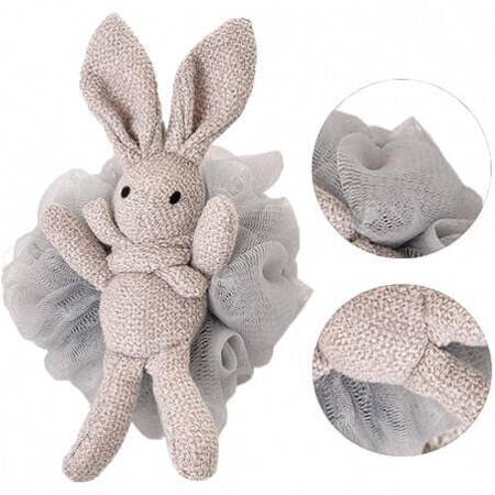 ECARLA myjka gąbka do mycia ciała na mokro Falbanki Bunny Szara 15cm GB10SZ