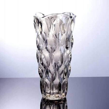 ECARLA wazon na kwiaty szklany, żłobiony, grube szkło 24x13x8cm WAZ04