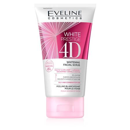 EVELINE White Prestige 4d peeling do twarzy wybielający 150ml 