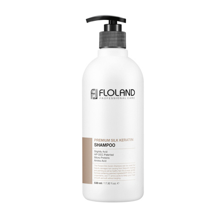 FLOLAND PROFESSIONAL Premium Silk Keratin szampon do włosów mocno zniszczonych 530ml 