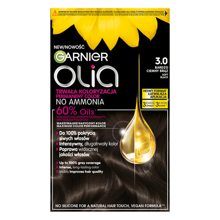 GARNIER Olia New farba do włosów 3.0 Bardzo Ciemny Brąz 