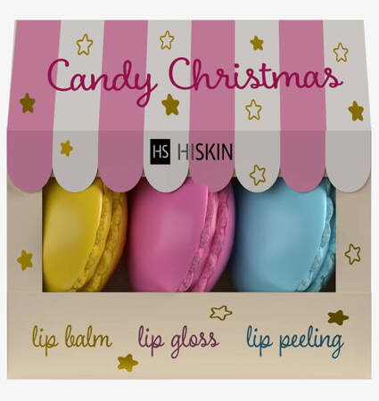 HISKIN Candy Christmas zestaw (peeling + balsam + błyszczyk do ust) Cukiernia 3x10g 