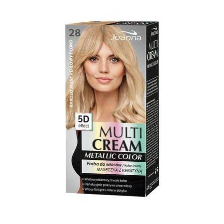 JOANNA Multi Cream Metalic Color farba do włosów Efekt 5D 28 Bardzo Jasny Perłowy Blond