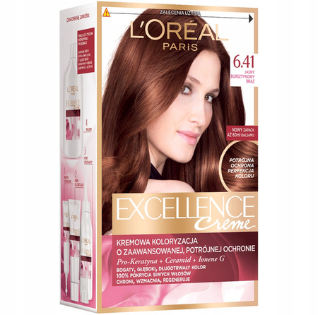 LOREAL Excellence Creme farba do włosów 6.41 Jasny Bursztynowy Brąz 