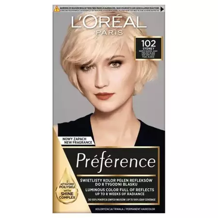 LOREAL Preference farba do włosów 102 Sydney Bardzo Bardzo Jasny Perłowy Blond