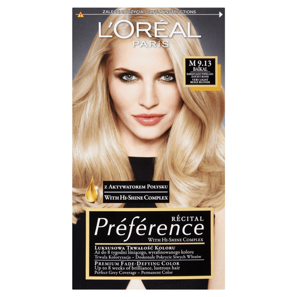 L'OREAL Preference farba do włosów M 9.13 Bardzo Jasny Popielato Złocisty Blond