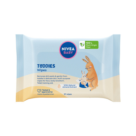 NIVEA Baby Nowa Formuła chusteczki odświeżające nawilżane Toddies Wipes 57szt