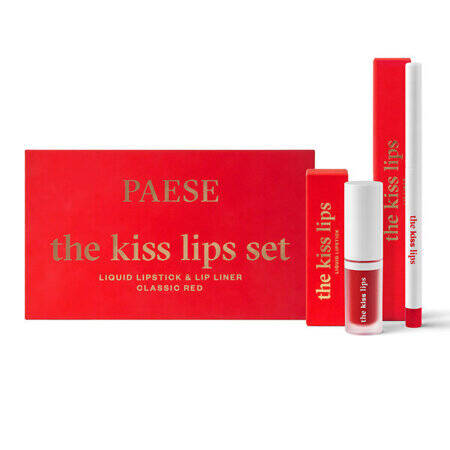 PAESE The Kiss Lips zestaw konturówka i pomadka w płynie 06 Classic Red 