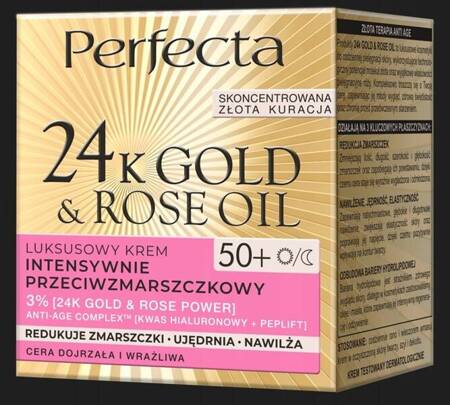 PERFECTA 24k Gold & Rose Oil krem do twarzy dzień/noc przeciwzmarszczkowy 50+ 50ml 