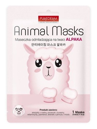 PUREDERM Animal Mask maseczka do twarzy odmładzająca Alpaka 21ml