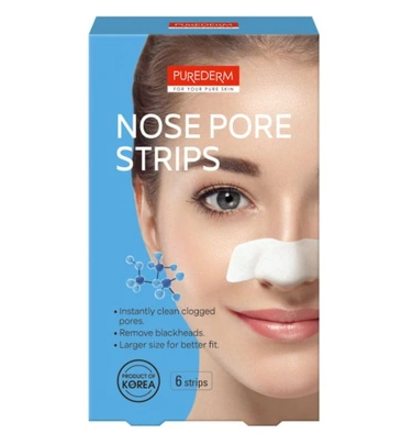 PUREDERM Nose Pore Strips oczyszczające plastry na nos 6szt